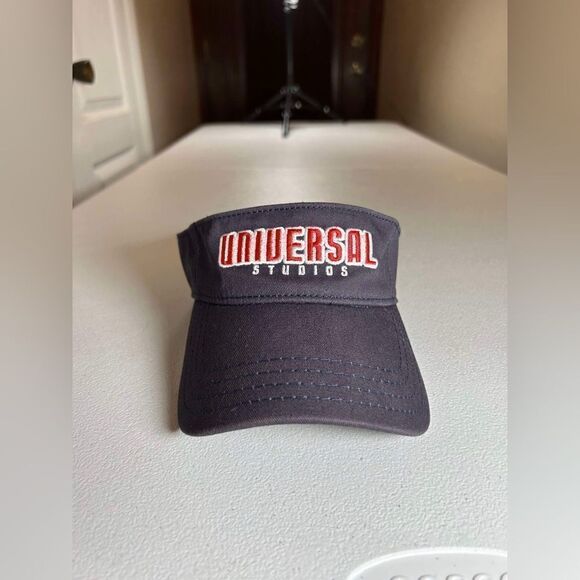 Vintage Universal Studios Black Gray Sun Visor Adjustable Hat Cap GUC - Picture 1 of 14